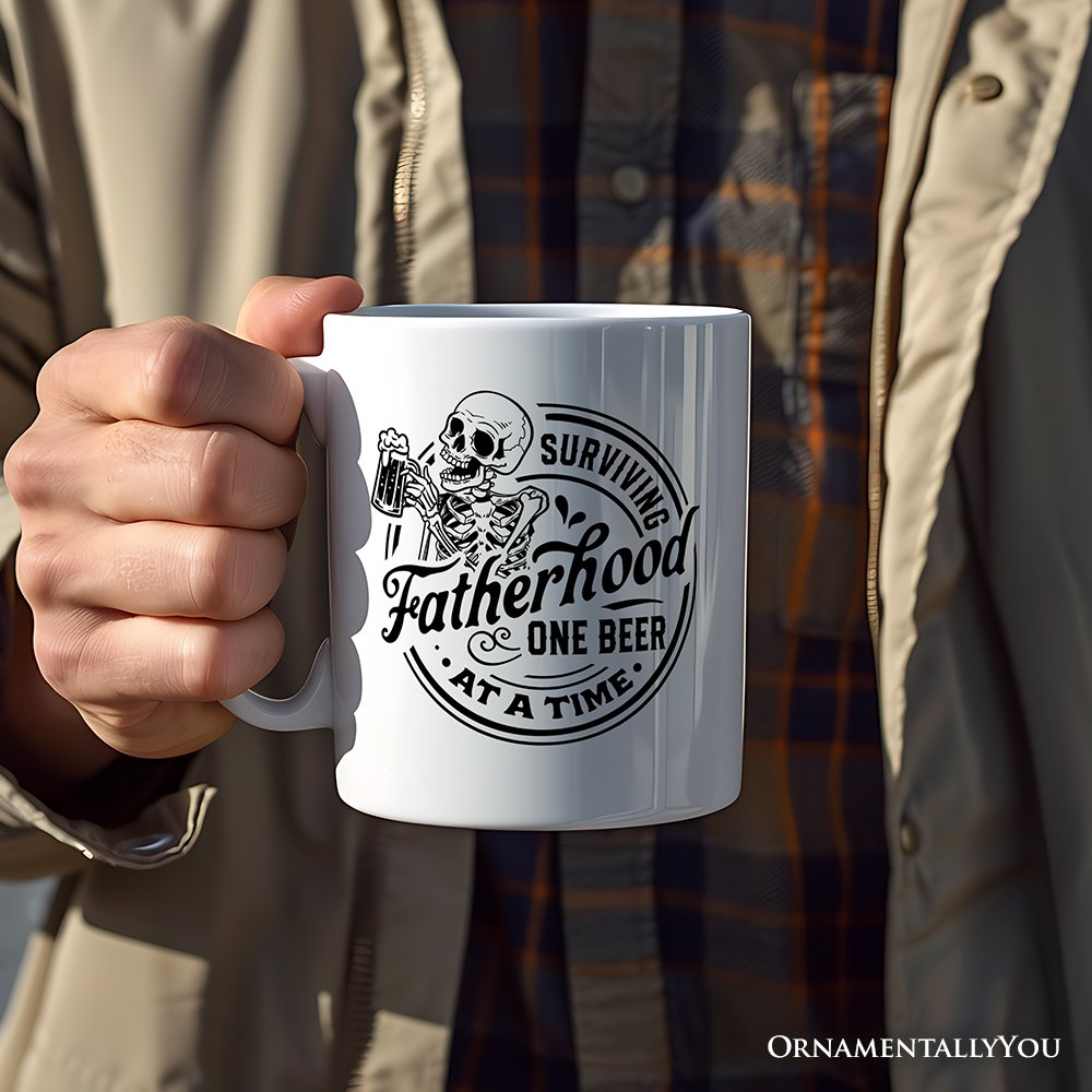 Surviving Fatherhood Personalized Mug, Beer Dad Gift with Custom Name