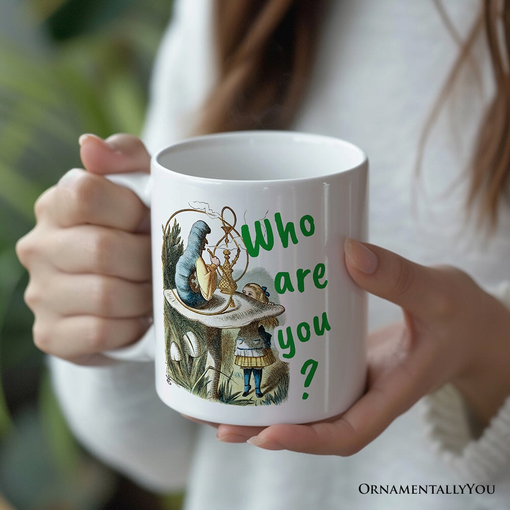 The Caterpillar Who Are You Vintage Personalized Mug, Alice's Adventures in Wonderland with Custom Name