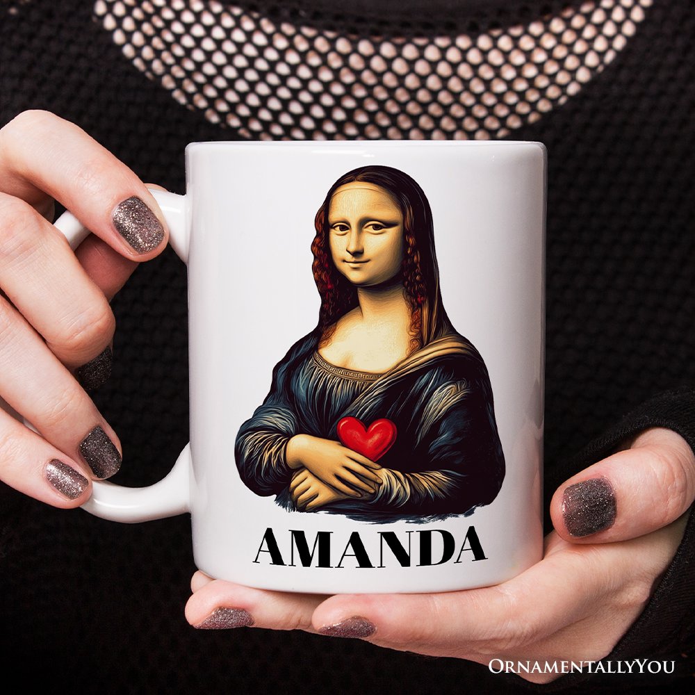 Valentine Style Mona Lisa Personalized Mug, Leonardo da Vinci Vintage Art Lover Gift