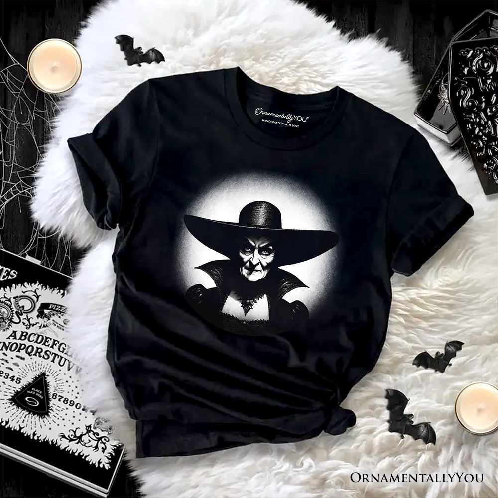 Witch Spooky Portrait T-Shirt, Horror Villain Theme Halloween Tee