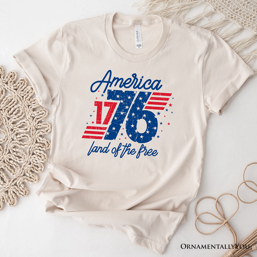 America 1776 Land of the Free T-Shirt, Vintage 4th of July Tee