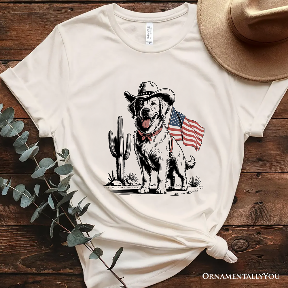 American Cowboy Dog T-Shirt, Western 4th of July Tee for Pet Lovers