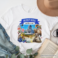 Artistic Montana State Themes and Landmarks T-Shirt, Tee for History and Travel Lovers