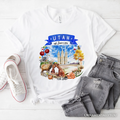 Artistic Utah State Themes and Landmarks T-Shirt, Tee for History and Travel Lovers