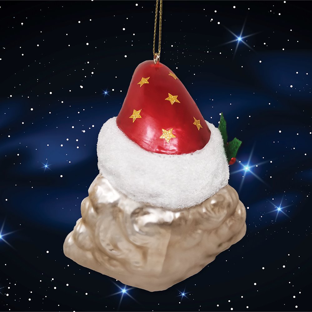 Celestial Crescent Moon Santa Glass Christmas Ornament