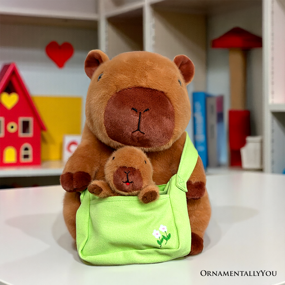 Coco the Capybara and Her Baby Plushie Set, Adorable 12" Stuffed Animal Toy Gift for Children