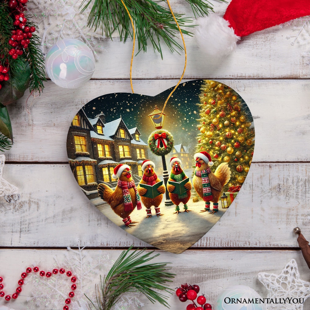 Festive Victorian Chicken Carolers Ornament, Rustic Christmas Gift and Decor