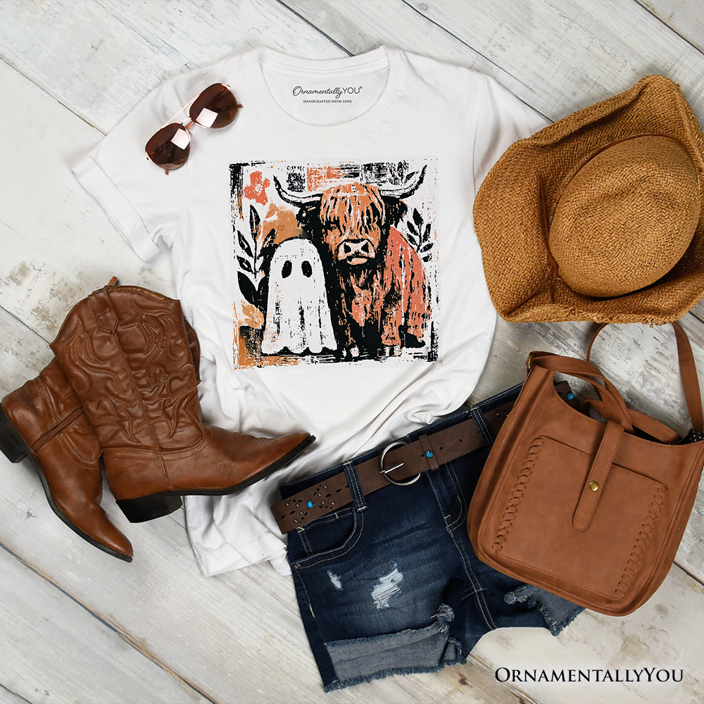 Highland Cow Ghost Fall T-Shirt, Spooky Season Halloween Tee