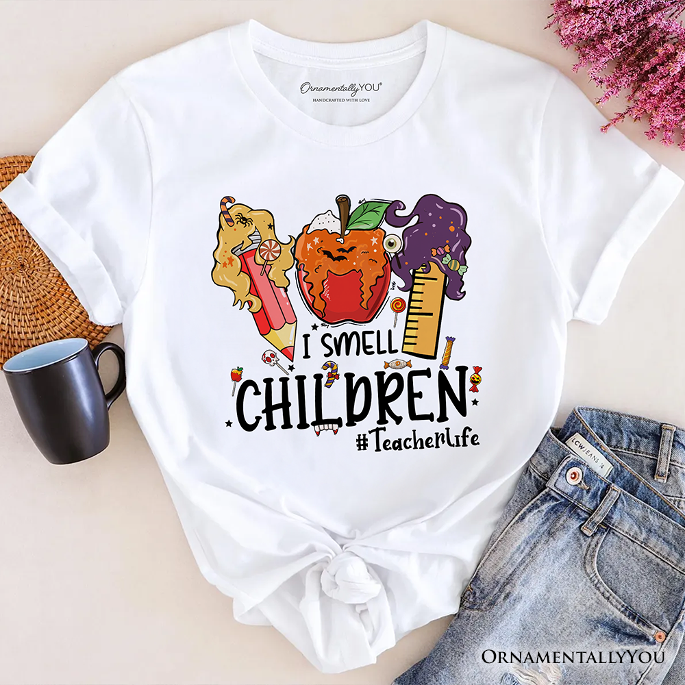 I Smell Children Witch Teacher Life T-Shirt, Back To School Halloween Tee