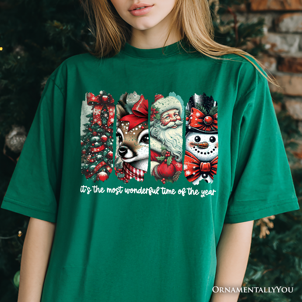 It's Most Wonderful Time Of The Year T‑Shirt, Reindeer, Santa, Snowman Vintage Tee for Christmas