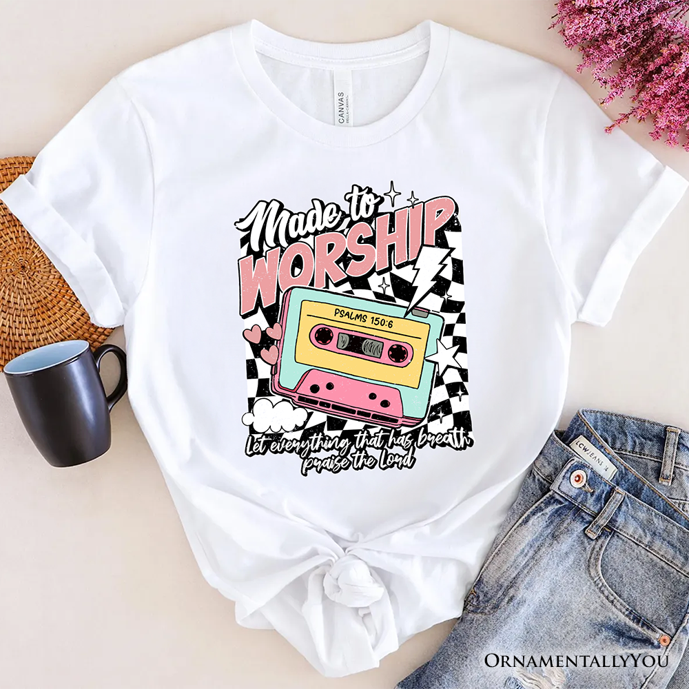 Made to Worship Christian Retro T-Shirt, Psalm 150:6 Bible Verse Tee