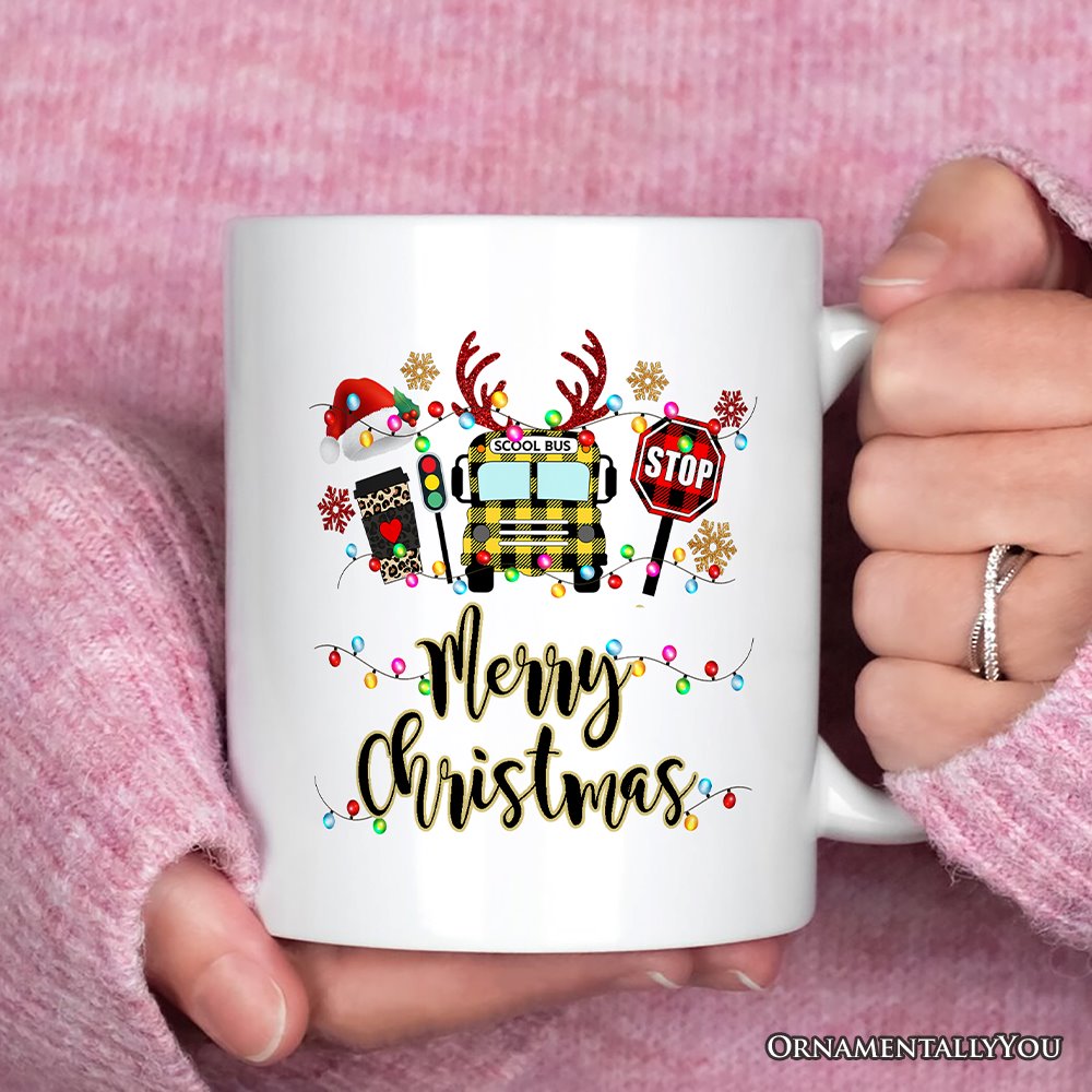 Personalized Mug School Bus Driver Buffalo Plaid Christmas Gift