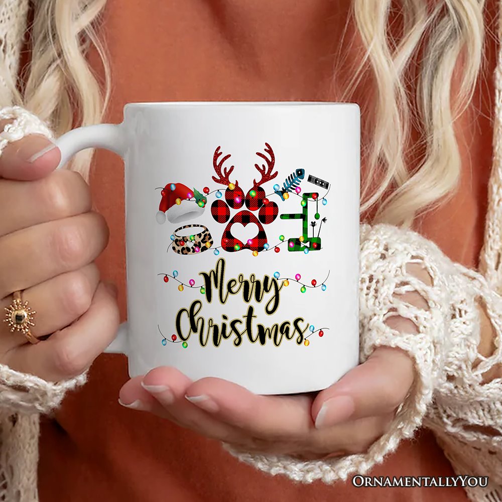 Personalized Mug Cat Buffalo Plaid Christmas, Cat Mom Gift