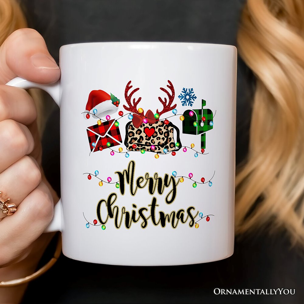 Personalized Mug Postal Worker Buffalo Plaid Christmas Gift