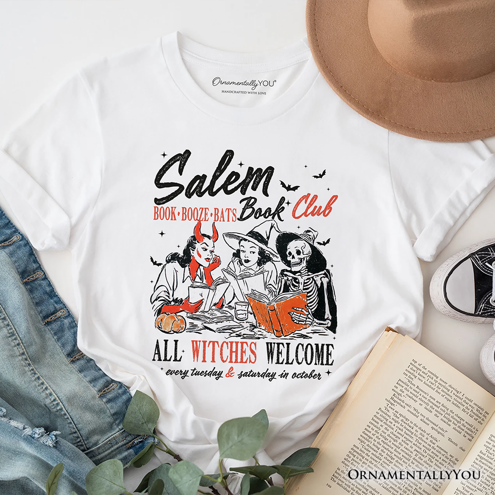 Salem Book Club Witches T-Shirt, Spooky Halloween Reading Girl Tee