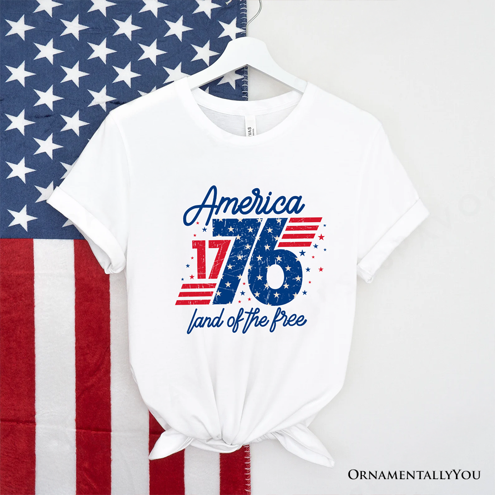 America 1776 Land of the Free T-Shirt, Vintage 4th of July Tee