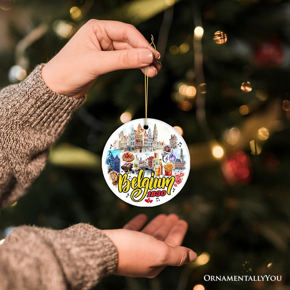 Charming Belgium Christmas Ornament, Iconic Landmarks and Cultural Heritage Gift for Travel Lovers
