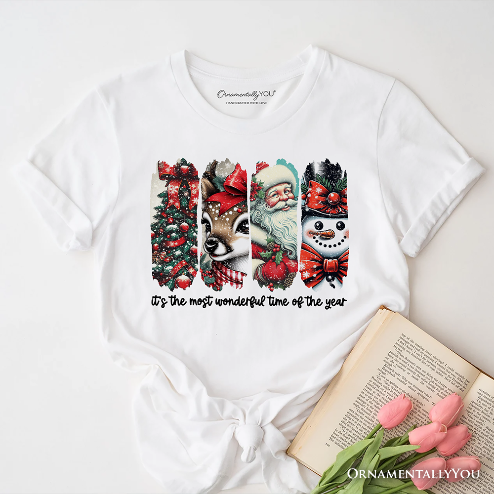 It's Most Wonderful Time Of The Year T‑Shirt, Reindeer, Santa, Snowman Vintage Tee for Christmas