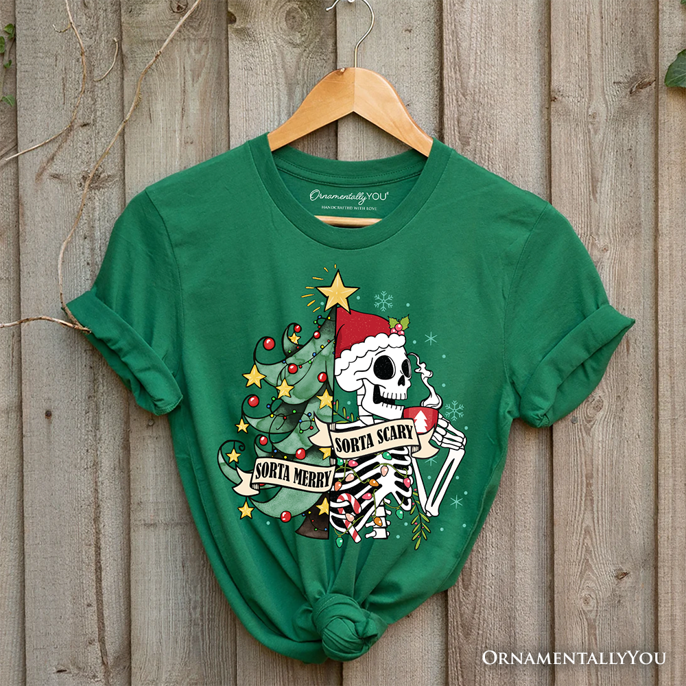 Sorta Merry Christmas Skeleton, Sarcastic Holiday Tee