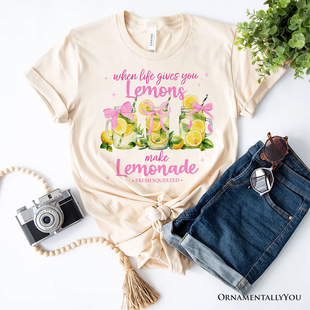 When Life Gives You Lemons Make Lemonade T-Shirt, Coquette White, Natural and Black Summer Girl Tee