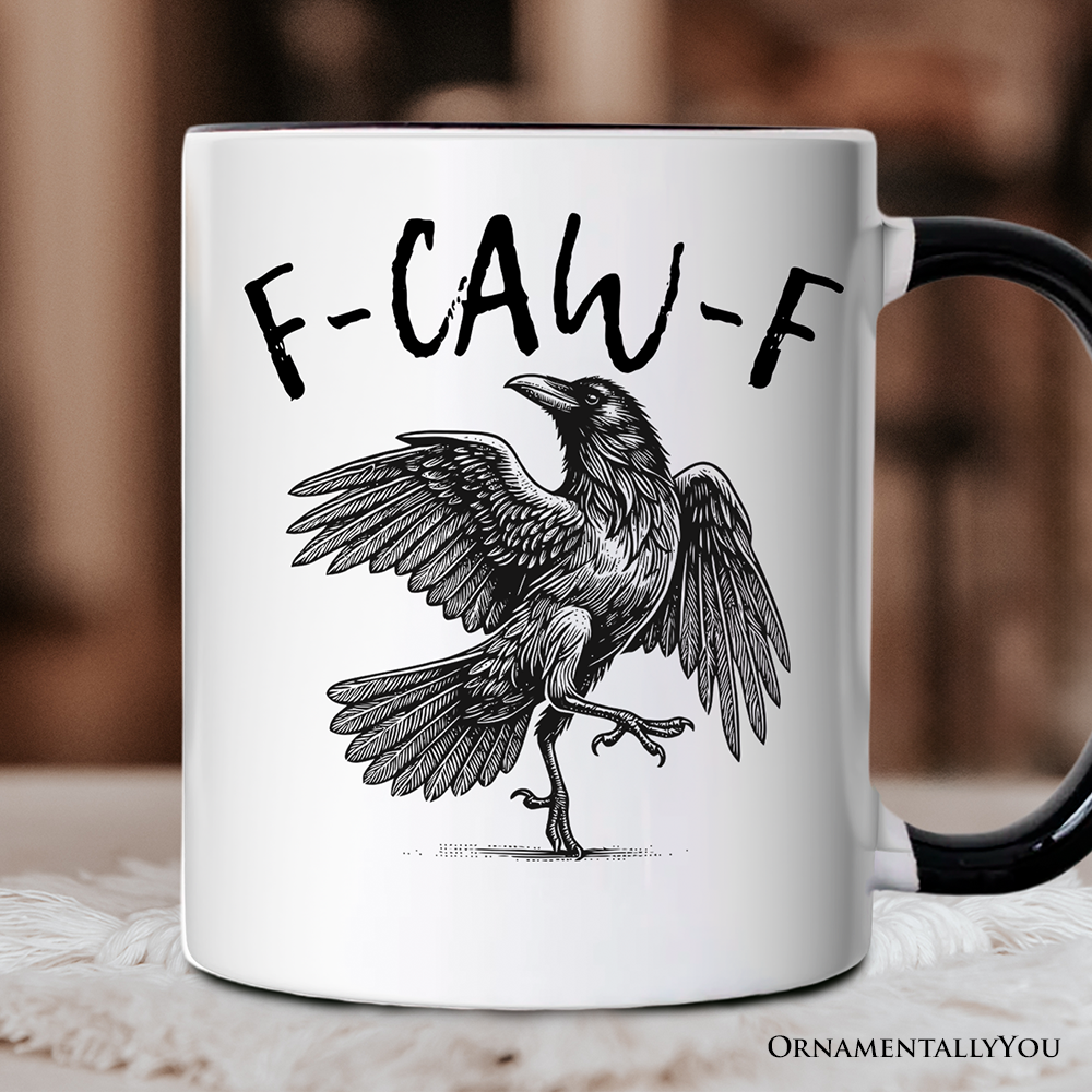 F-CAW-F Gothic Raven Personalized Mug, Snarky Halloween Gift with Custom Name