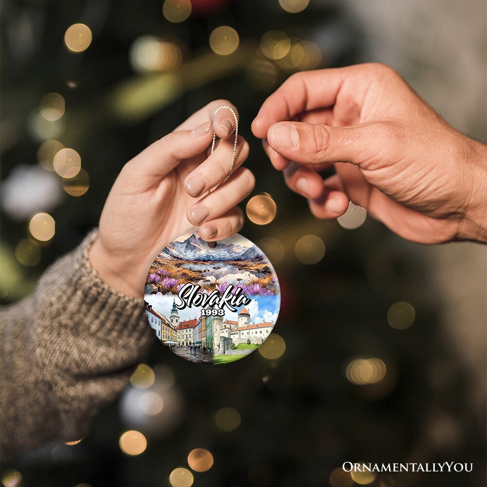 Artistic Slovakia Landmarks Ornament, Slavic Heritage and Culture Christmas Gift and Bratislava Travel Souvenir