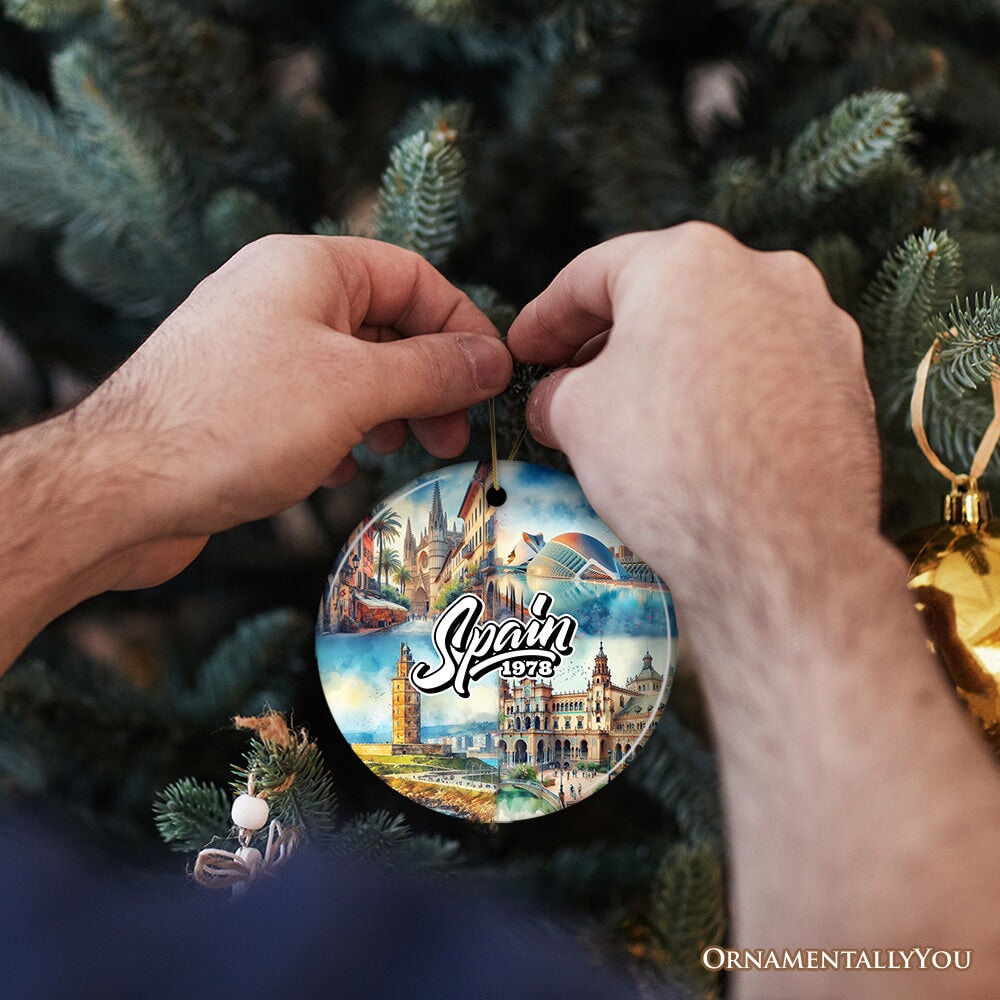 Artistic Spain Cultural Heritage and Landmarks Ornament, Christmas Tree Decor and Keepsake