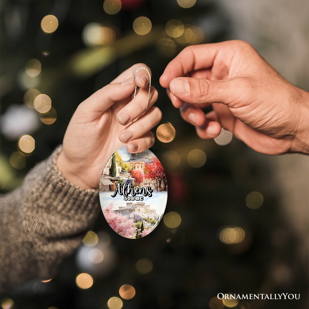 Athens Acropolis Historical Landmarks Ornament, Greek Artistic Heritage Christmas Gift and Travel Souvenir