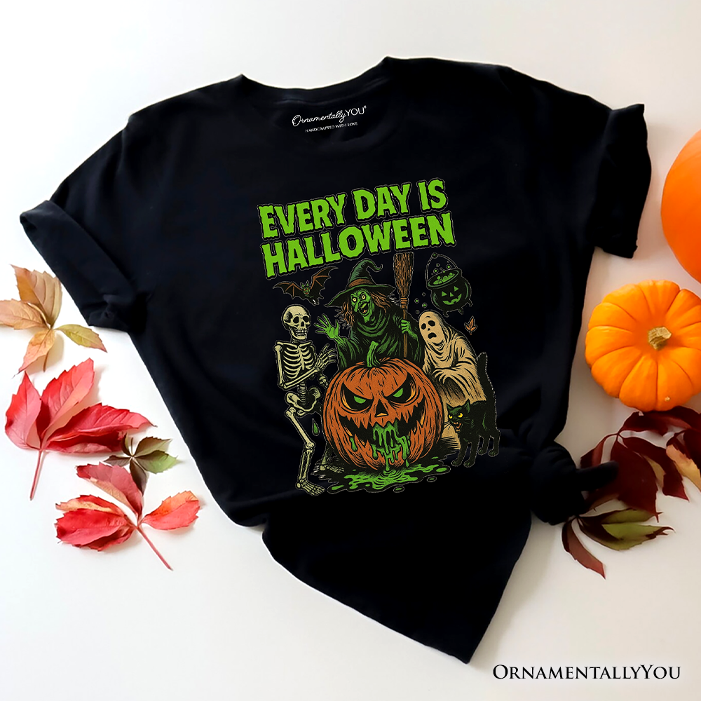 Every Day Is Halloween T-Shirt, Vintage Pumpkin Witch Spooky Tee for Eternal Spook Enthusiasts