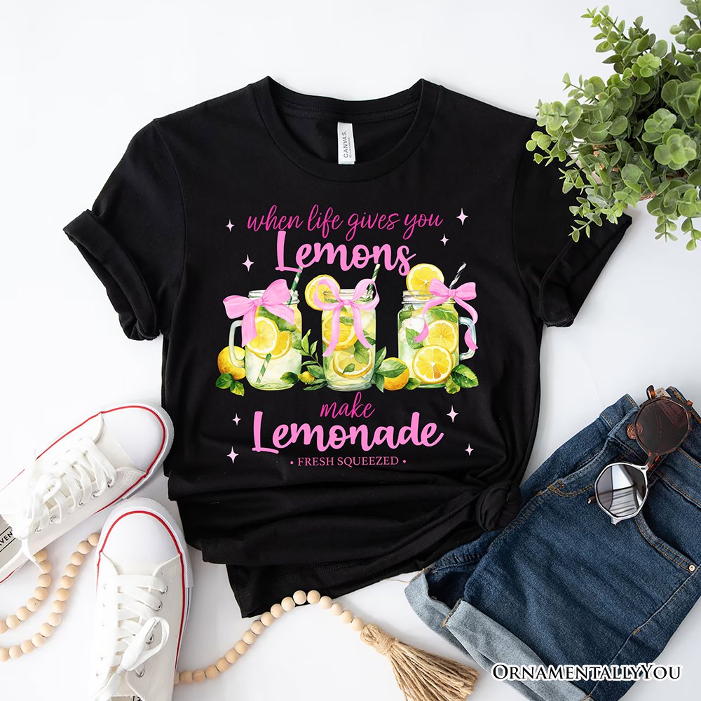 When Life Gives You Lemons Make Lemonade T-Shirt, Coquette White, Natural and Black Summer Girl Tee