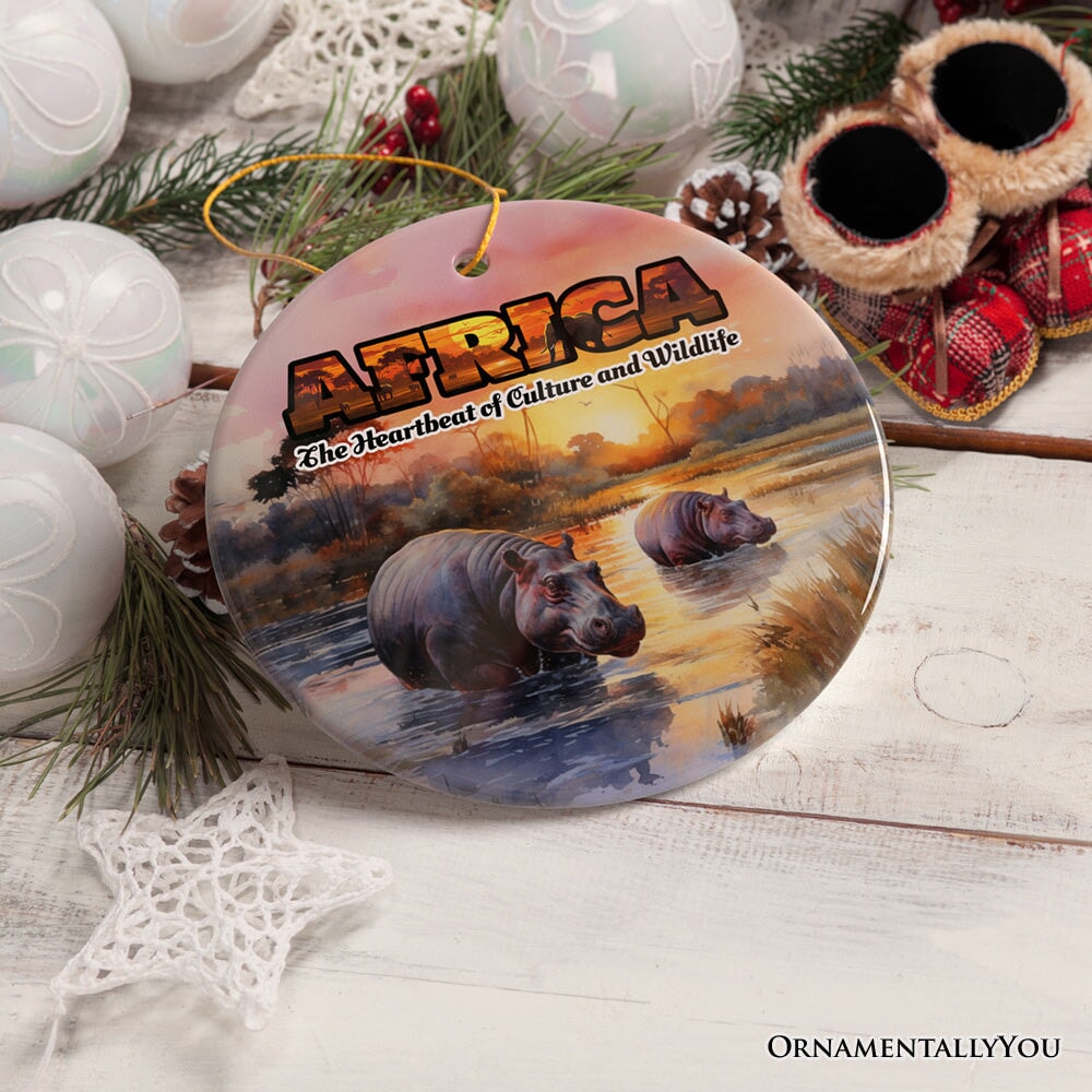 Artistic Natural Beauty of African Landscapes and Wildlife with Quotes Ornament, Christmas Gift or Travel Souvenir, Safari, Serengeti and Mount Kilimanjaro
