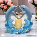 Tides of Affection Dolphin Figurine and Tealight Candle, 7" Romantic Tabletop Valentine or Anniversary Gift