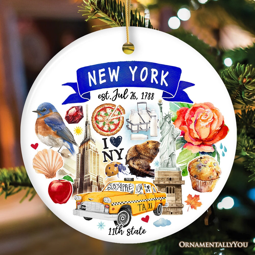 Artistic New York State Themes and Landmarks Christmas Ornament