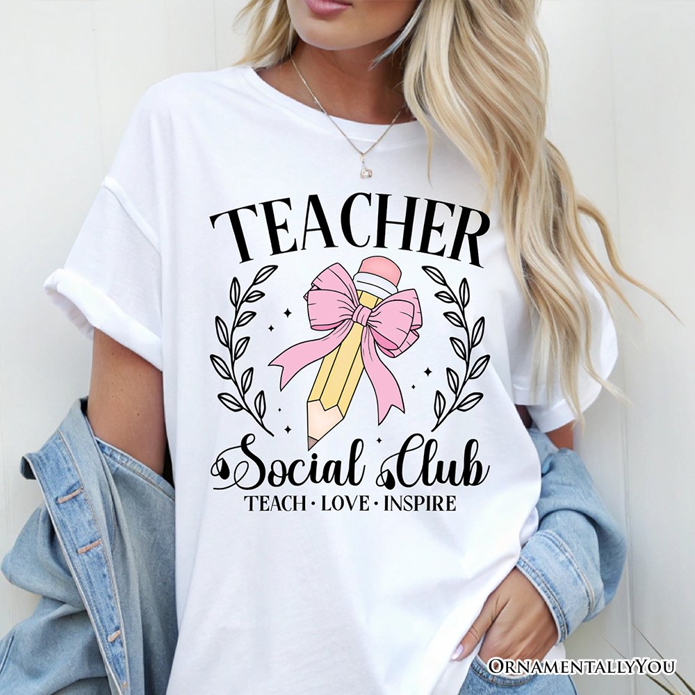 Teacher Social Club T-Shirt, White, Natural, and Black Tee for Stylish Educators
