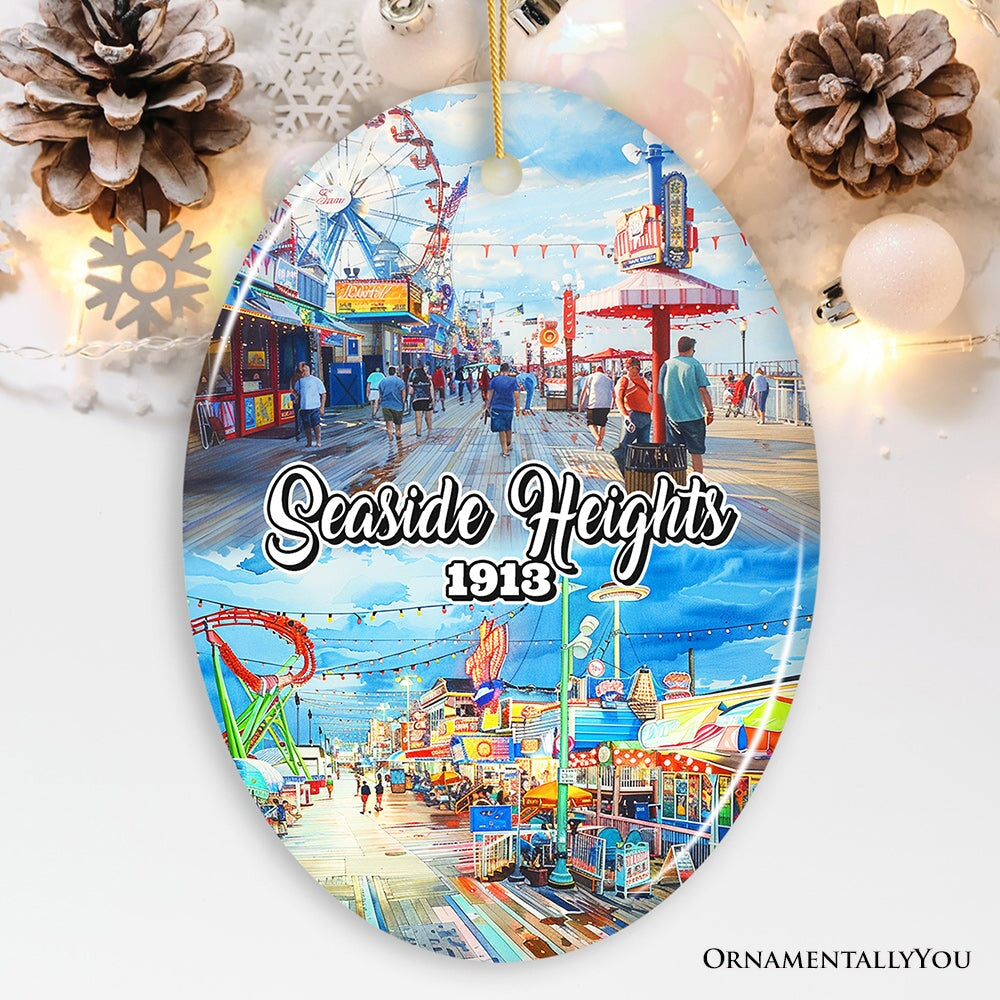 Artistic Lively Seaside Heights Ornament, New Jersey Festive Beach Paradise Christmas Gift and Decor