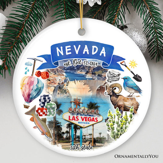 Artistic Nevada State Themes and Landmarks Christmas Ornament