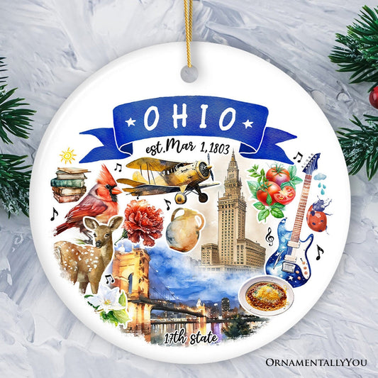 Artistic Ohio State Themes and Landmarks Christmas Ornament