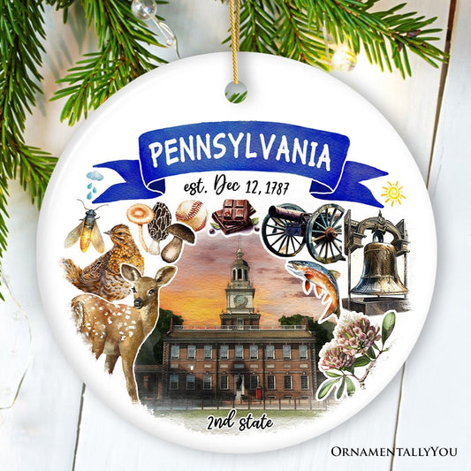 Artistic Pennsylvania State Themes and Landmarks Christmas Ornament