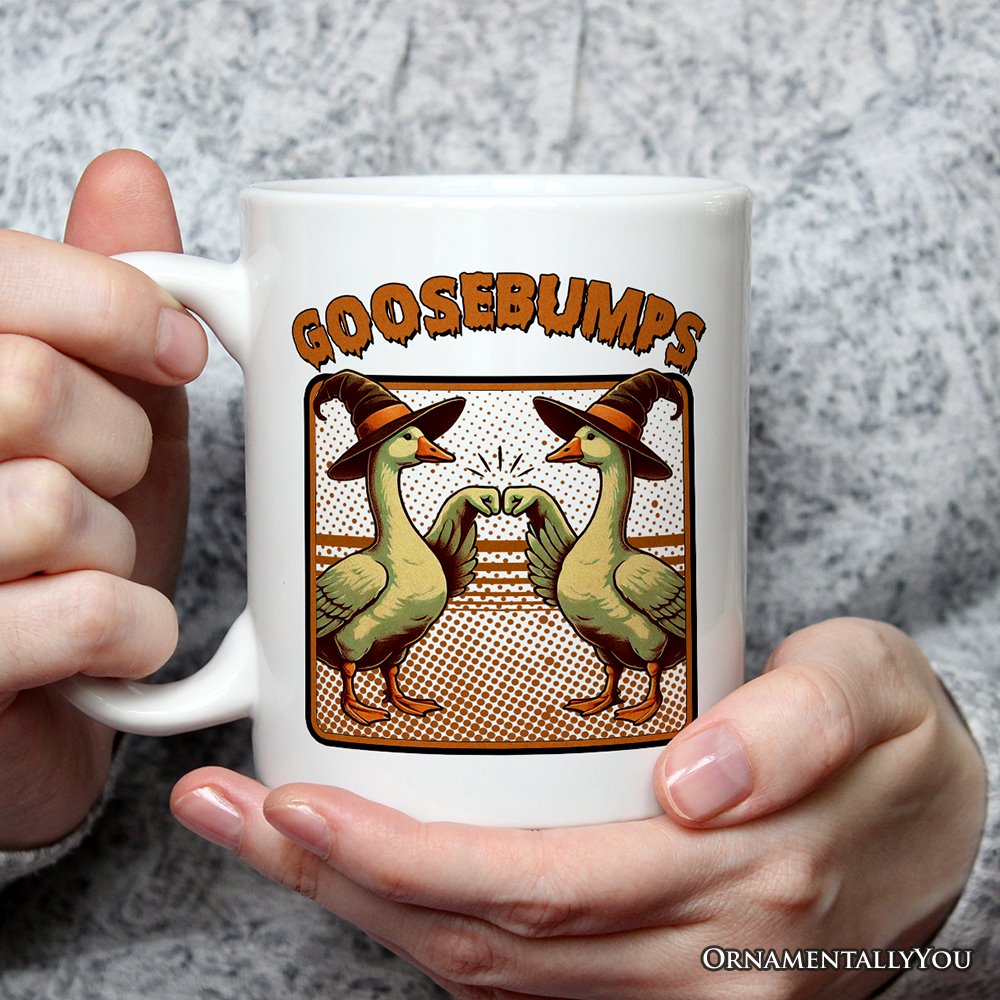 Goosebumps Personalized Mug, Retro Best Friend Halloween Goose Gift with Custom Names