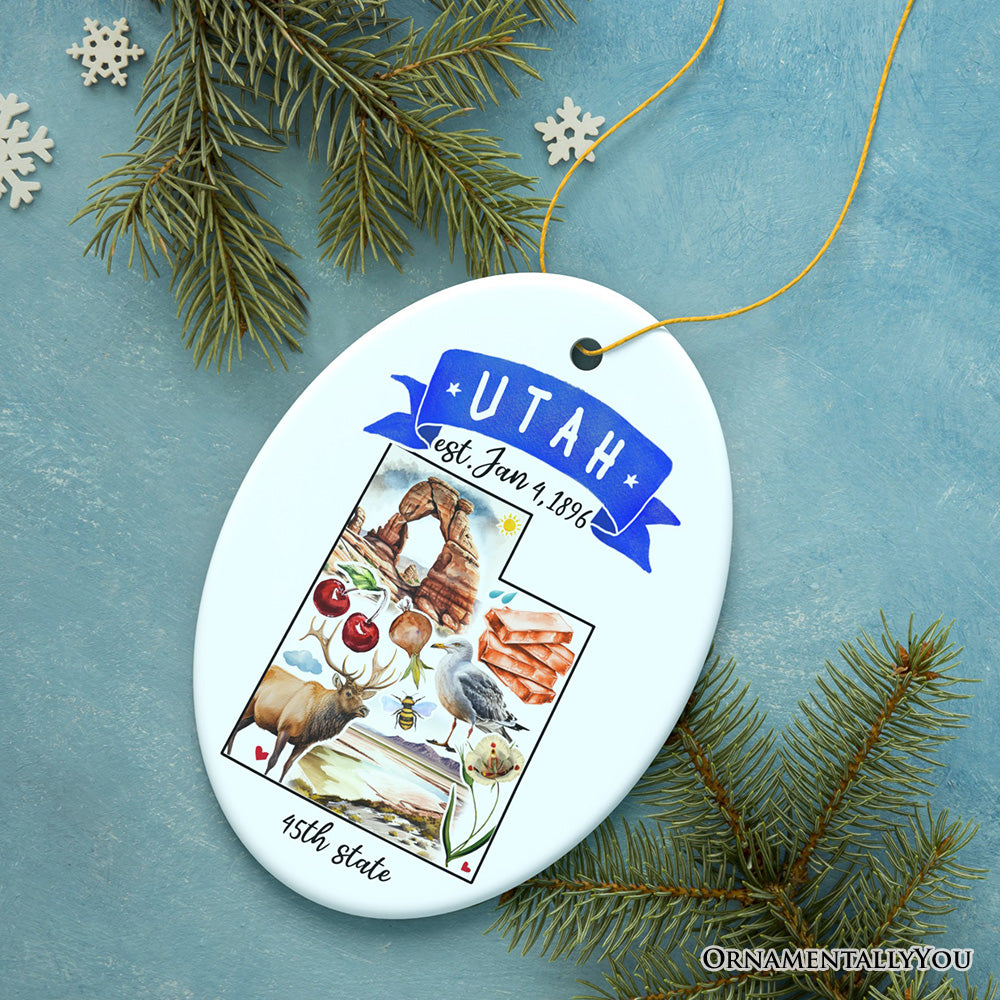 Artistic Utah State Themes and Landmarks Christmas Ornament