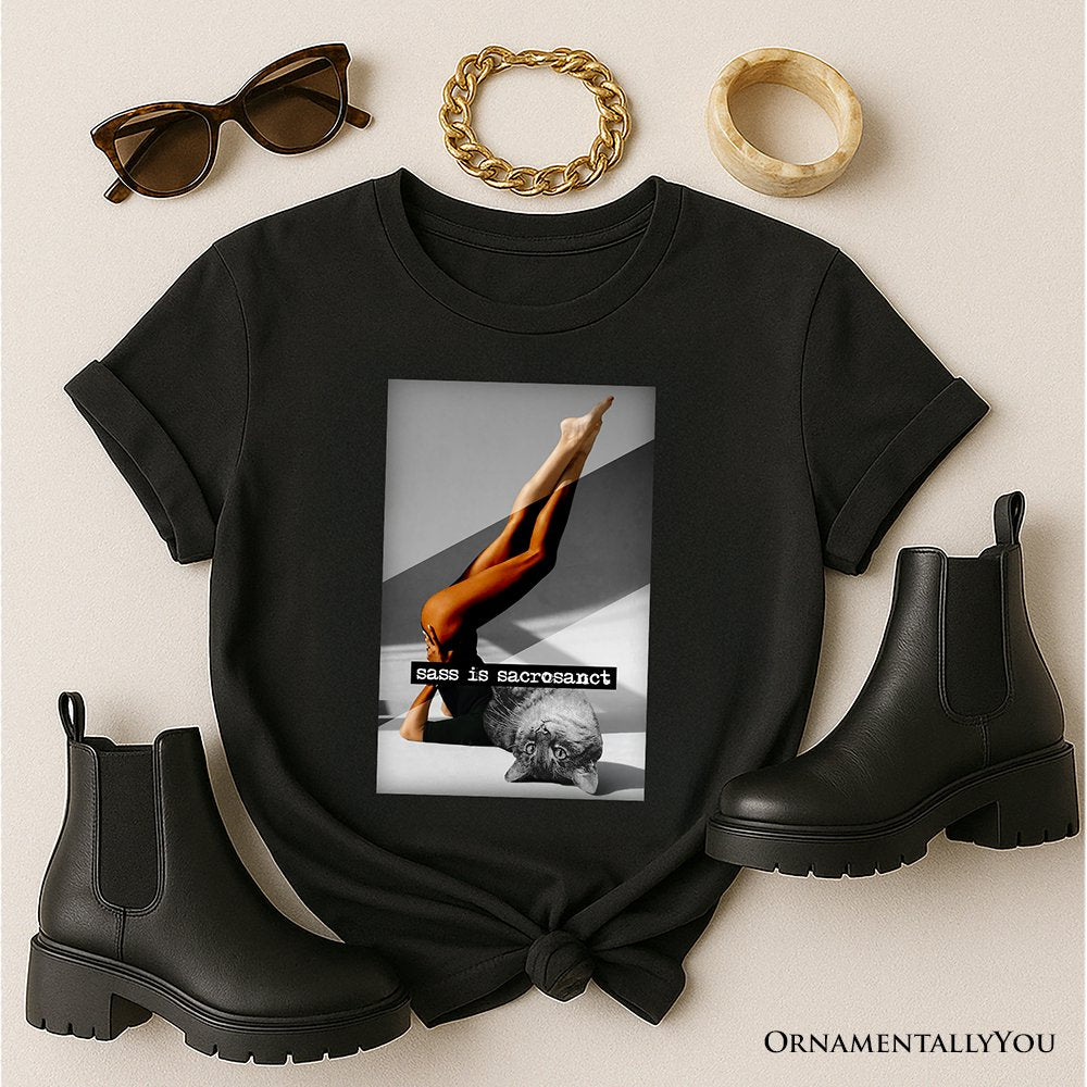 Sass is Sacrosanct Concept Art Graphic T-Shirt, Sexy Cat Woman Black and White Streetwear Tee