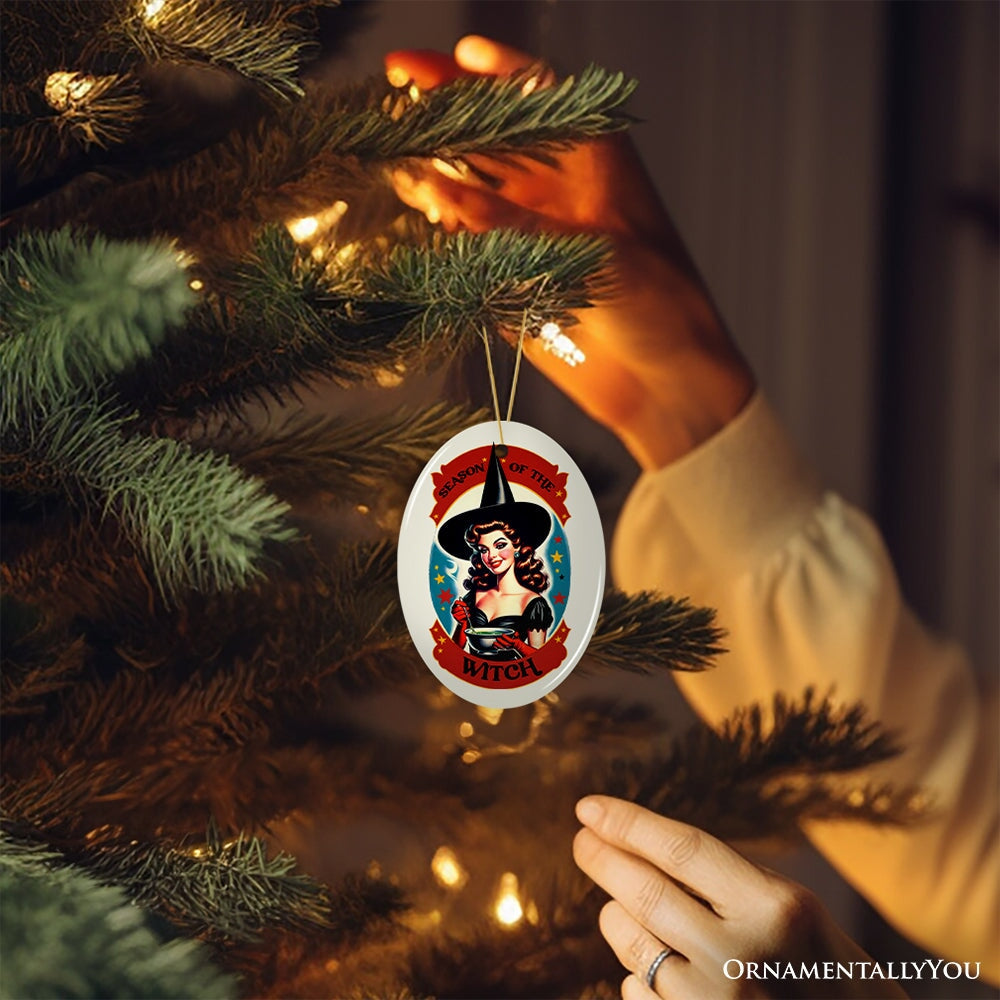 Wickedly Glamorous Season of the Witch Ornament, Retro Style Halloween Tree Decor and Keepsake