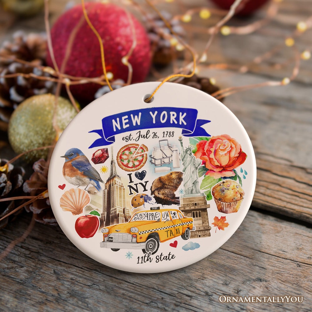 Artistic New York State Themes and Landmarks Christmas Ornament