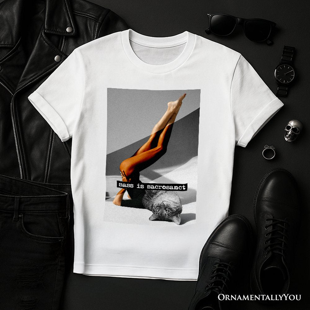 Sass is Sacrosanct Concept Art Graphic T-Shirt, Sexy Cat Woman Black and White Streetwear Tee