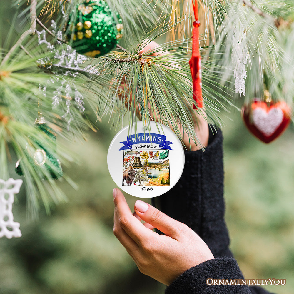 Artistic Wyoming State Themes and Landmarks Christmas Ornament