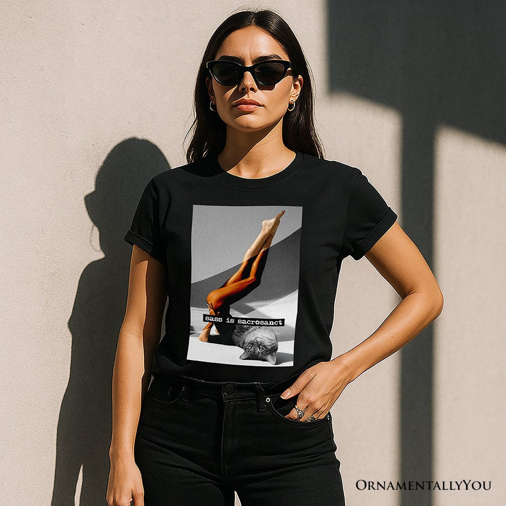 Sass is Sacrosanct Concept Art Graphic T-Shirt, Sexy Cat Woman Black and White Streetwear Tee