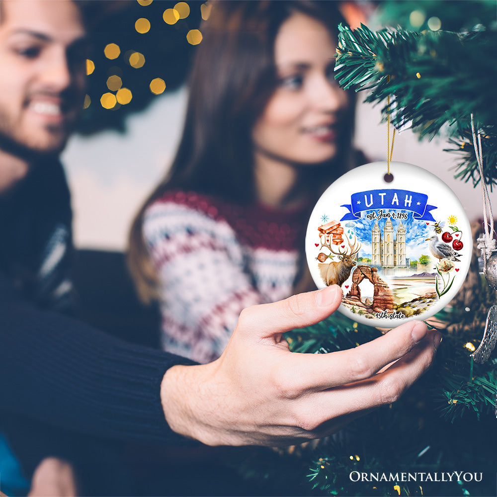 Artistic Utah State Themes and Landmarks Christmas Ornament