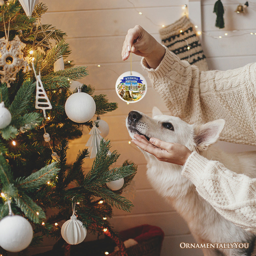 Artistic Wyoming State Themes and Landmarks Christmas Ornament