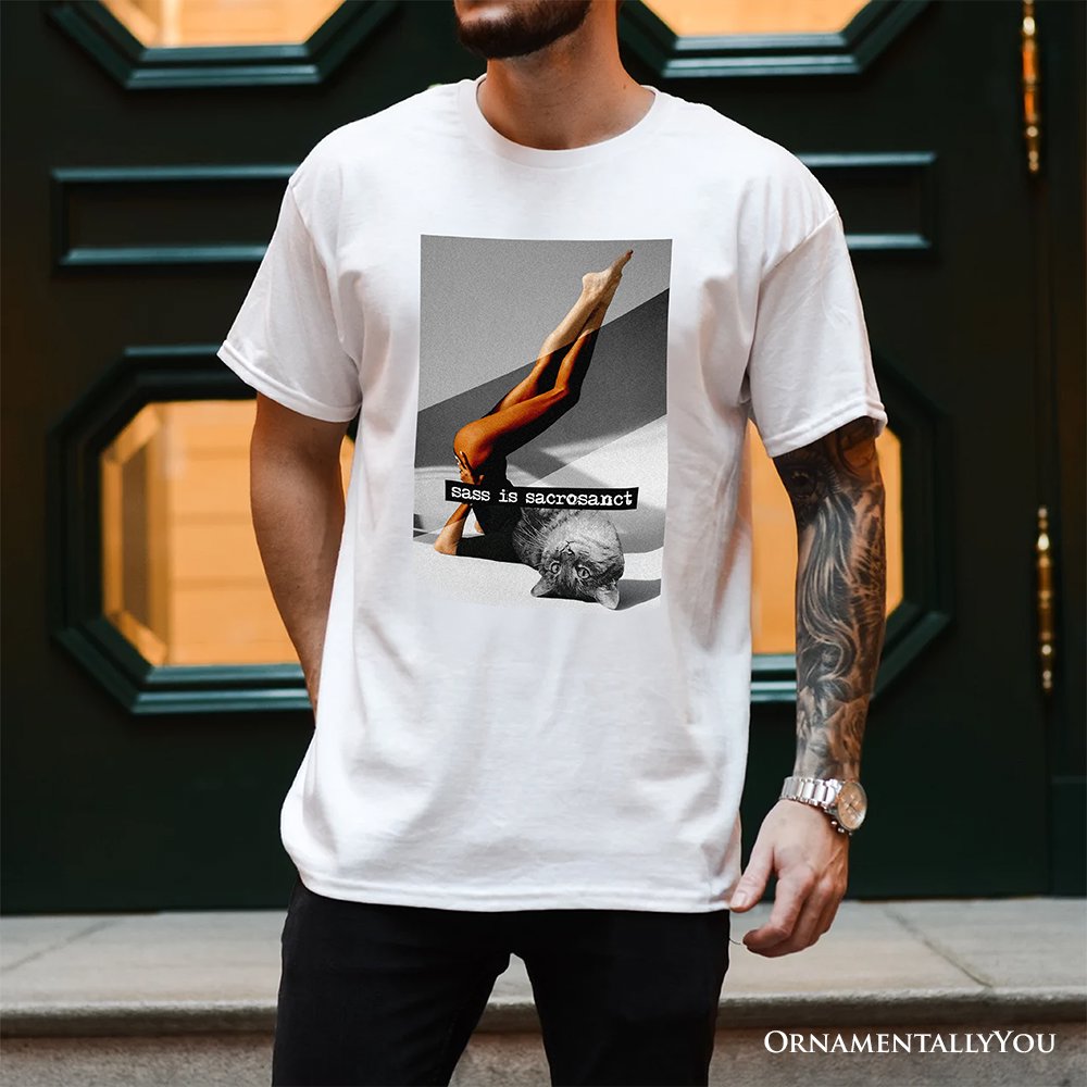 Sass is Sacrosanct Concept Art Graphic T-Shirt, Sexy Cat Woman Black and White Streetwear Tee