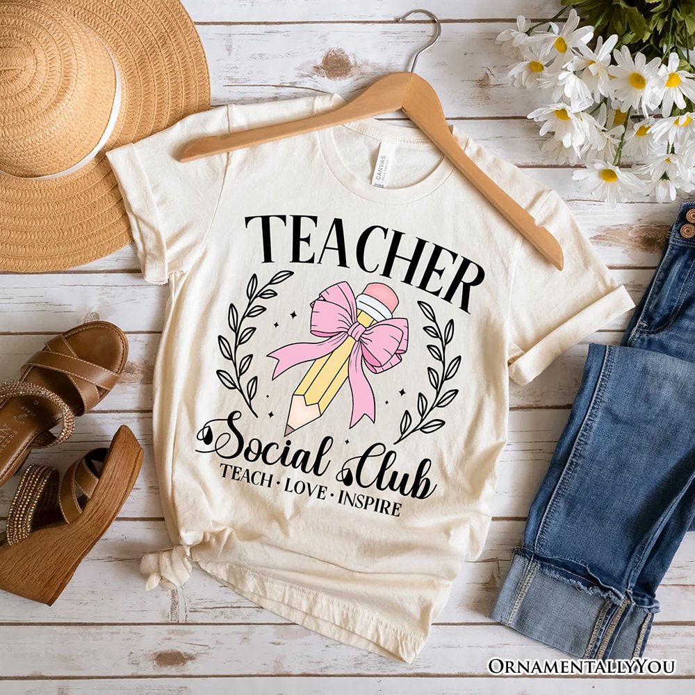 Teacher Social Club T-Shirt, White, Natural, and Black Tee for Stylish Educators